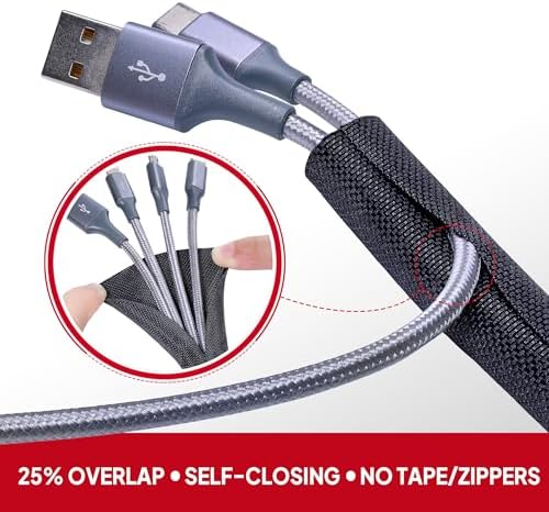 Black Split Braided Cable Management Sleeves 3/4inch -20Feet - Image 4