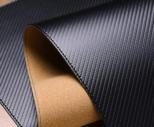 Cork Office Desk Mat, 47.2"x23.6" Dual-Sided Large Mouse Pad, PU Leather Desk Pad Mat Non-Slip Waterproof for Home Work(Black,47.2"x23.6") - Image 2