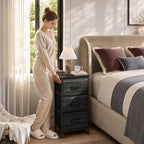 WLIVE Small Dresser Nightstand for Bedroom, 3 Drawers, Black Wood Grain - Image 2