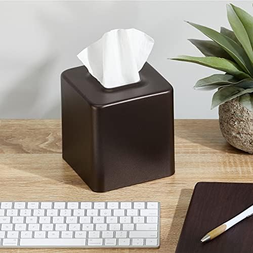 mDesign Steel Facial Tissue Box Cover/Holder for Bathroom Vanity Countertops - Bronze - Image 4