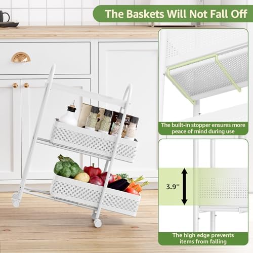 KINGRACK 3 Tier Slim Rolling Cart with Drawer, Metal Utility Storage Cart - Image 3