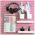 MULSAME Pegboard Combination Kit, Wall Mounted Storage Set with 4 Pegboards & 14 Accessories Hanging, Pink Peg Boards Organizer for Walls Display, Crafts Organization, Kitchen Organizer, 22" x 22" by MULSAME