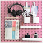 MULSAME Pegboard Combination Kit, Wall Mounted Storage Set with 4 Pegboards & 14 Accessories Hanging, Pink Peg Boards Organizer for Walls Display, Crafts Organization, Kitchen Organizer, 22" x 22" by MULSAME