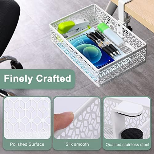 ROSYLINE Under Desk Storage Basket Hanging Drawer Tray, Clamp On Organizer - Image 5