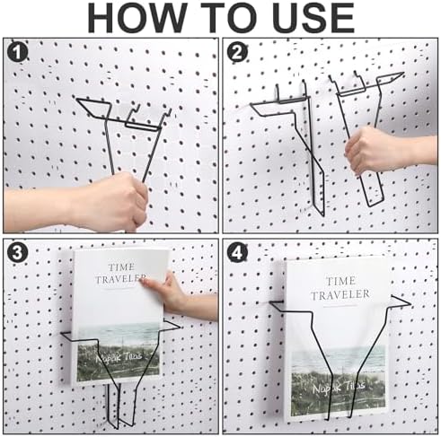 Wonderjune 4 Pcs Expandable Literature Display for Pegboard, Black - Image 4
