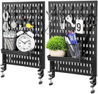 Marspark Clamp on Desk Pegboard 24" x 16" Plastic Peg Board Privacy Divider Desk Partition Panel Office Accessory Organizer Black No Drill Mounted Pegboard for Home Office Gaming by Marspark