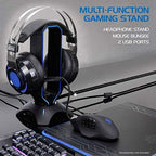 ENHANCE PC Gaming Headset Stand with Mouse Bungee - RGB Headphone Holder, 2 USB Ports, 7 LED Color Modes, Compatible with Desktops, Keyboards, Headphones - Image 2