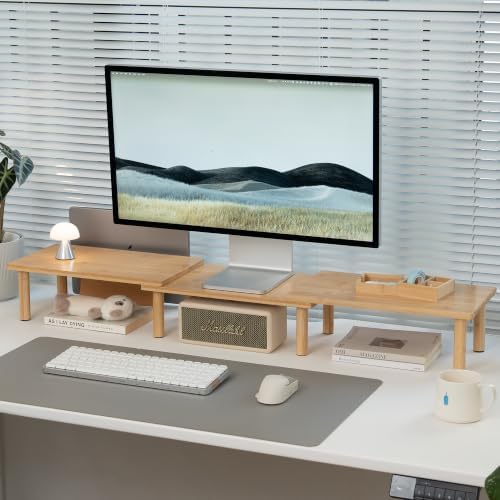 Bamboo Monitor Riser, 3-in-1 Modular Computer Monitor Stand - Image 2