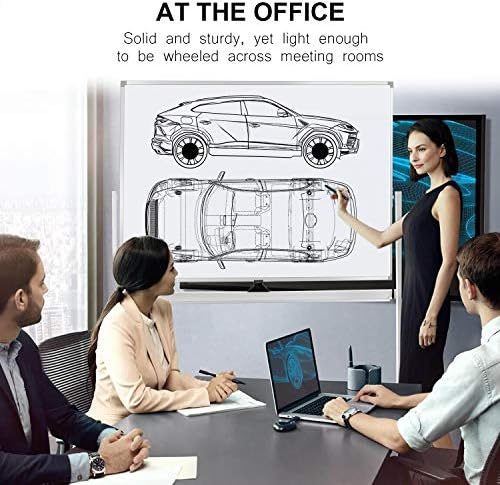 Mobile Whiteboard on Wheels, 48"x36" Double-Sided Magnetic Dry Erase Board - Flipchart Easel for Office, Classroom & Home, Rolling Stand with Easy Flip Feature - Image 4