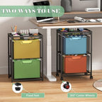 Rolling File Cart with 2 Drawers, Under Desk Storage Cabinet with DIY Divider, Letter/Legal Mobile Filling Cabinet on Wheels, Hanging File Folders Organizer, Metal Utility Cart for Home Office, Black - Image 6