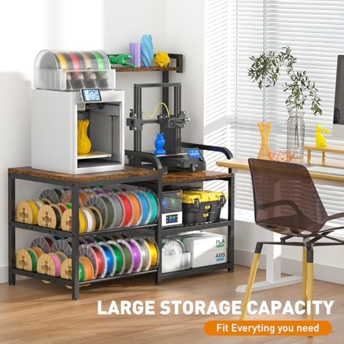 Dual‑Zoned 3D Printer Table with Filament Storage Rack for 2 Printers. - Image 2