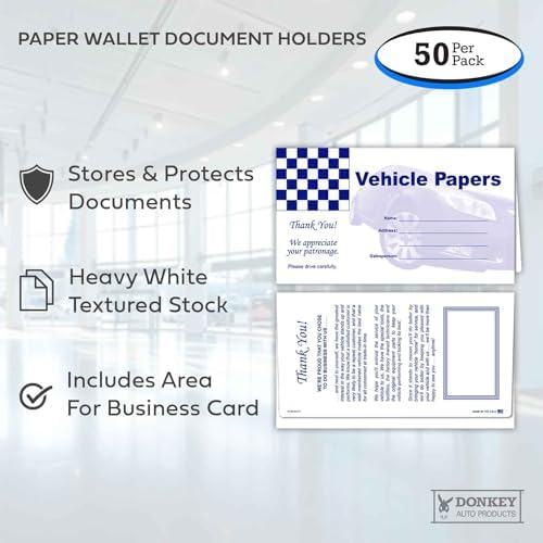 Vehicle Papers Wallets - Car Document Holders (50 per Pack) (Blue) - Image 3