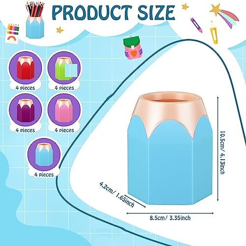 Yeaqee 20 Pcs Pencil Shaped Pen Holders, Cute Pen Cup, 5 Colors - Image 2