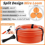 Oleitodh 250 ft 1/2 in OD Orange Split Wire Loom Tubing, with Ties & Tool - Image 2