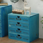 5 Pcs Desktop Storage Organizers,15 Drawers Cabinet for Tabletop,Wooden Stackable Organizer,Blue - Image 6