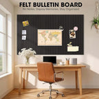 Large Cork Board for Walls 71" x 59",30 Pack 12"X12"Felt Bulletin Board Tiles with 240 Adhesive Tabs,Cork Board Alternative for Office Decor, Push Pin Board Wall Organizer- Black - Image 2