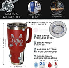 The Wedding Party Store Custom Personalized 20 oz Stainless Steel Powder Coated Vacuum Insulated Double Walled Travel Tumbler Coffee Mug with Handle and Lid (Red) - Image 3