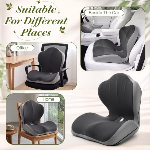 Chumia Ergonomic Seat Cushion Back Support for Office Chair Car, Gray - Image 6