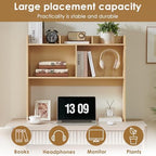 Nromant Desktop Bookshelf, Wooden Desk Storage Hutch with 5 Shelves, 3-Tier Desktop Display Organizer Rack for Office Home (Natural, 5 Shelves B) - Image 4