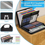 ENGPOW Accordion File Organizer, Fireproof 5200°F Expanding File Folder with 13 Pockets Document Organizer with Handle & Labels, Portable Home Office Travel Safe Storage for Letter A4 Files, Black - Image 4
