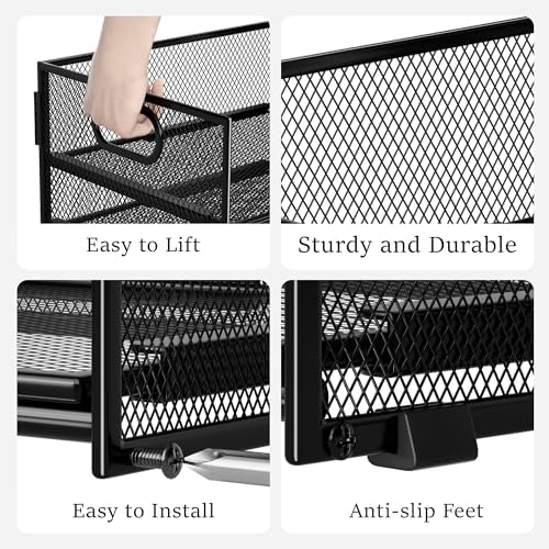 Subekyu 2-Pack 6-Tier Paper Tray Organizer for Desk - Black Mesh File Folder Sorter with Handles, Desk Letter Holder for Office, Home, School Supplies Storage & Organization - Image 6