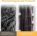 10 Pcs Magnetic Zip Tie Mount Base 26lbs Strong Magnetic Zip Tie Holder Multipurpose Magnet Cable Tie Clips Holder Wire Management Clips for Home Office Marine Electrical Wiring Organization Black - Image 2
