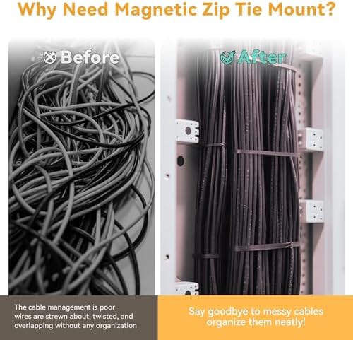 10 Pcs Magnetic Zip Tie Mount Base 26lbs Strong Magnetic Zip Tie Holder Multipurpose Magnet Cable Tie Clips Holder Wire Management Clips for Home Office Marine Electrical Wiring Organization Black - Image 2