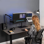 VIVO Free Standing Single Computer Monitor and Laptop Combo Desk Stand with Sleek Glass Base, Fits up to 32 inch Monitors and 17 inch Laptops, Black, STAND-V002FGL - Image 6