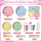 450 Pcs Tableware Set, Serve 50, Pastel, Floral Floral Party - Image 2