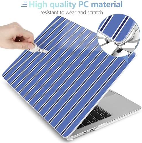 MEEgoodo for M5/M4/M3/M2 MacBook Air 15 inch Case 2026 2025 2024 2023, Case Fit Model (A3448/A3241/A3114/A2941) for MacBook Air 15.3 inch, Blue and White Stripes - Image 4
