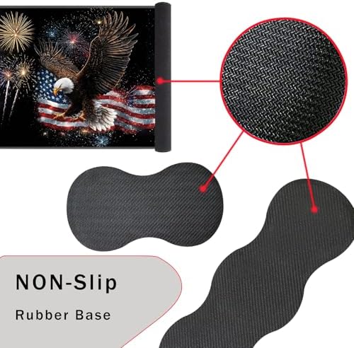 Keyboard Wrist Rest and Mouse Pad with Wrist Support Set Ergonomic Coaster,Memory Foam,Easy Typing Pain Relief,Large XL Desk Mat 31.5"x 11.8",Eagle Fireworks Flag - Image 3