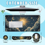 Celestial Moon Desk Mat Set Sun Star Vintage Sky Large Mouse Pad with Wrist Rest 4in1 Desk Mat for Desktop Ergonomic Computer Desk Arm Wrist Anti-Slip Computer Mouse Pad Home Office Gaming - Image 2