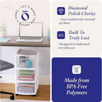 HOMZ Drawer Tower, 3-Tier Storage Cart with Removable Wheels, White Frame - Image 5