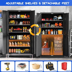 GAIOUS 79" Tall Metal Pantry Storage Cabinet with Lock, File Cabinet Black - Image 4
