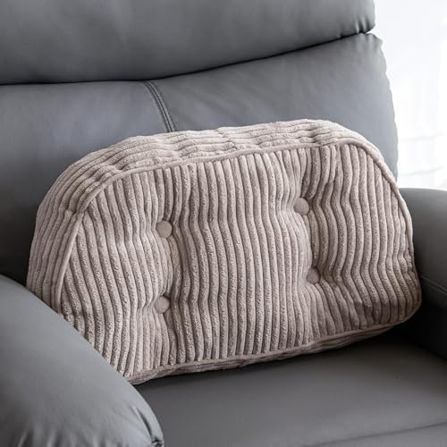 HIGOGOGO Lumbar Support Pillow for Recliner Chair/Accent Chair/Couch/Office Chair, Tufted Corduroy Back Support Cushion for Elderly, Recliner Cushions for Back Rest, Pain Relief, Reading, Grey by HIGOGOGO
