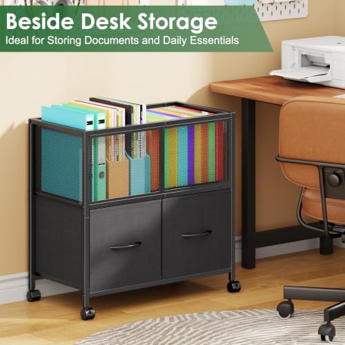 Sbanmao Rolling File Cart, File Cabinet with 2 Fabric Drawers, Black - Image 3
