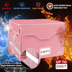DocSafe Fireproof Document Box with Lock,File Storage Organizer with Pockets,Collapsible Portable File Box Home Office Safe Filing Cabinet with Handle for Hanging Letter/Legal Folders,Pink,2 Pack - Image 4