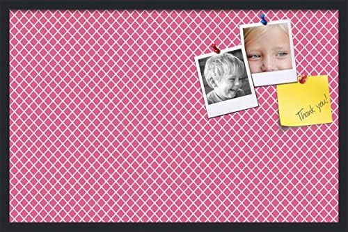 PinPix 34x22 inch Cork Bulletin Board. This Decorative Framed Pin Board Comes with Diamond Pattern in Hot Pink Design and Satin Black. Ideal for Home, Office Decor or School (PinPix-302) by PinPixBulletinBoards
