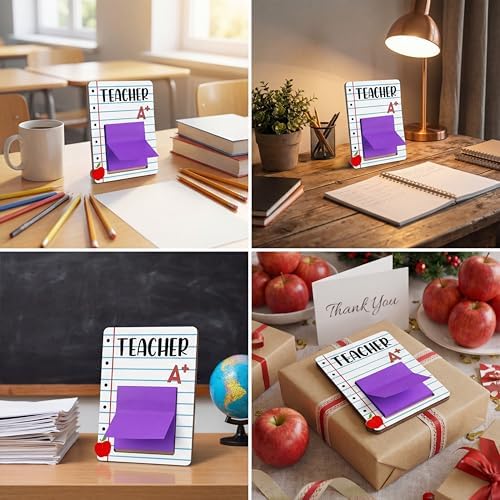Eersida 24 Pcs/12 Sets Back to School Teacher Gift Daycare Teacher Appreciation Gifts Bulk Teachers Thank You Gift Wood Post Sticky Note Holder Composition Pencil Preschool Elementary Office Supply - Image 6