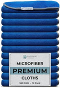 EvaClean Premium Microfiber Cleaning Cloth 16"x16" - Reusable, Washable, Non-Scratch, Microfiber Towels for Cleaning, Dusting, Polishing, High Absorbency & Durability, Blue, 12-Pack by Evaclean