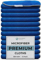 EvaClean Premium Microfiber Cleaning Cloth 16"x16" - Reusable, Washable, Non-Scratch, Microfiber Towels for Cleaning, Dusting, Polishing, High Absorbency & Durability, Blue, 12-Pack by Evaclean