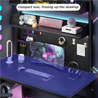 Clamp On Desk Organizer Shelf, BLACK Desk Extender Pegboard Workstation,Computer Desk Accessories for Office, Privacy Panel for Gaming Desk,23.6/31.4/39.3in Desktop Shelving (BLACK, 60cm/23.6in) - Image 5