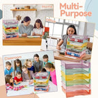 gisgfim 6 Pcs Turn in Trays Classroom Pastel Paper Tray for Classroom Organization and Storage Stackable Plastic Book Baskets Turn in Bins Teacher Organizers for Library Drawers School Office Desk - Image 6