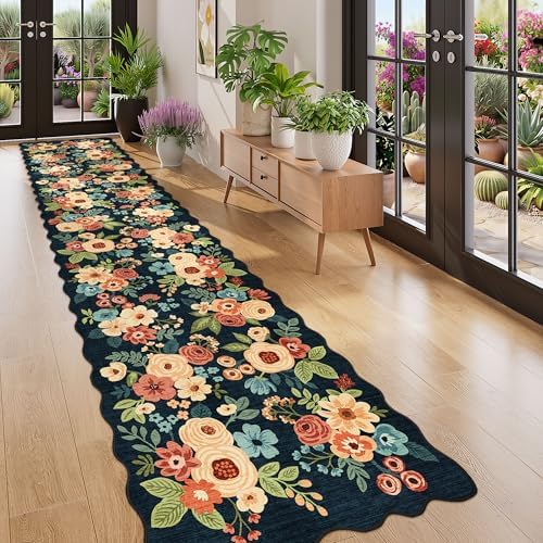 DUKINO 2x12 Washable Runner Rug, Long Runner Rug for Hallway, Navy Blue - Image 3