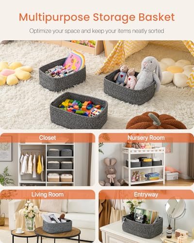 KALLAX Small Woven Storage Basket for Organizing, 13.5x9.5x5 inches, 3 Pack - Image 3