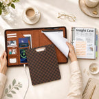 Clipboard with Storage for Men Women, Leather Padfolio Portfolio with Zipper, 1 Inch 3 Ring Binder 5 Dividers, Notepad for Letter Size, Elastic Closure and Pen Loop, Card Slot，Brown - Image 2