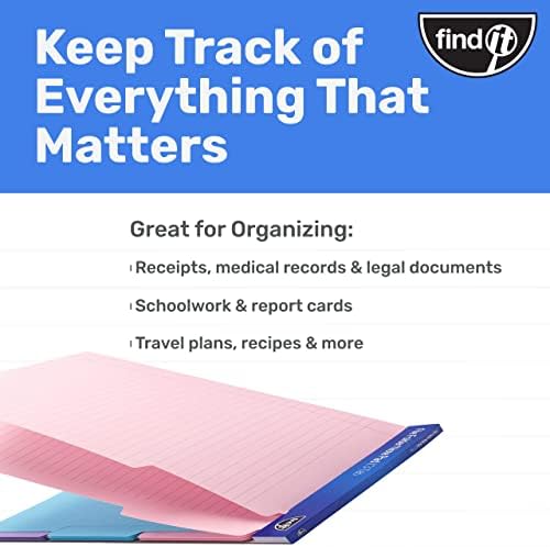 Find It File Folder Notepad - Pack of 72-9.5 x 12.5 Inch Notebook Organizer Folders for Filing, Document, and Clipboard Organization - Pastel - Image 5
