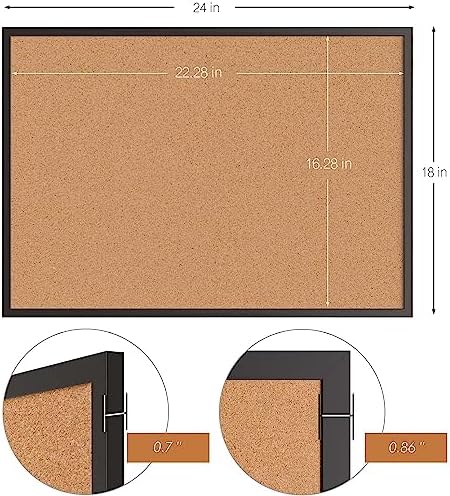 2-Pack Cork Board Bulletin Board 18“ x 24”, Black Wood Framed Corkboard, Office Board for Wall Cork, Large Wall Mounted Notice Pin Board with 32 Push Pins for School, Home & Office - Image 5