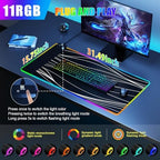 Mouse Pad with Phone Holder, Wireless Charging Desk Mat, RGB Gaming Mousepad Home Office Large Desk Pad with Ultra-Smooth Surface, Non-Slip Base, Waterproof Keyboard Pad,Wavy Black - Image 4