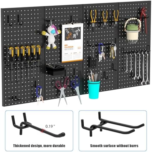 157 PCS Extra Thick Pegboard Hook Set, Metal Pegboard Accessory Organizer with Storage Bins and Peg Locks, Fits 1/4 Inch Pegboard Only, Ideal for Tools, Garage and Workshop Storage (Black) - Image 6